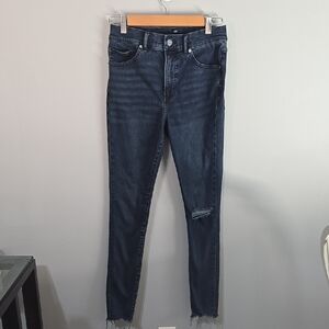 Express Jeans Women's Size 6 Long 6L Dark Blue Skinny High Rise Jeans